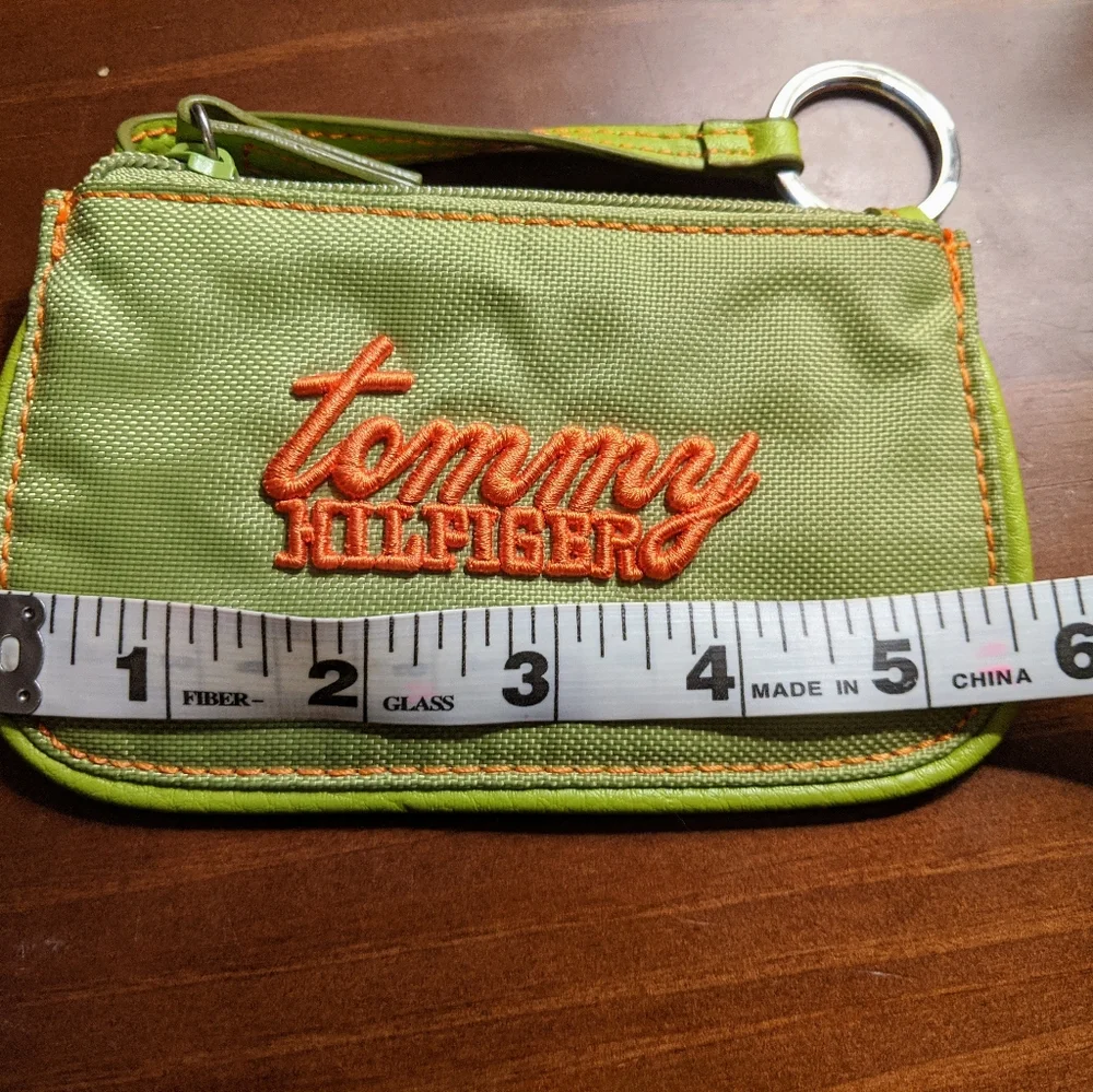 Tommy Hilfiger Vintage Y2K/Aughts Lime Green Embroidered Coin Purse Keychain